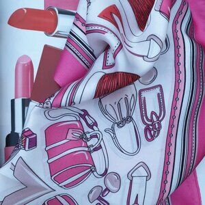 Fashion Square Scarf Pink Red Color Handbag Shawl Women Formal Wrap Accessory